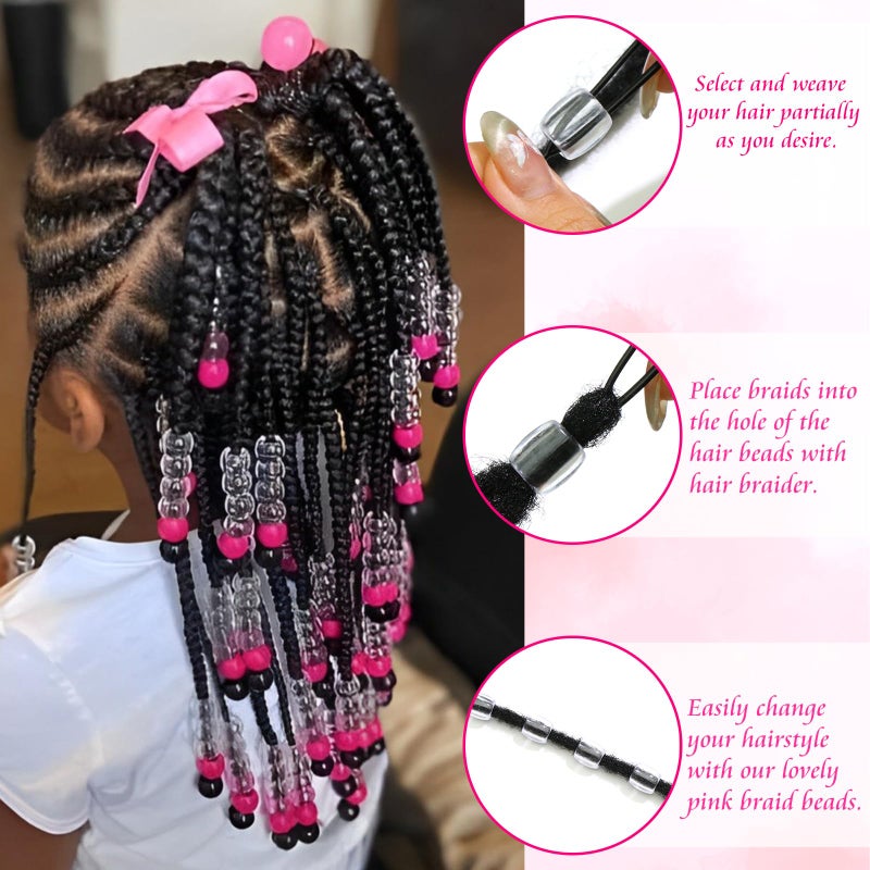 VENOFEN 50PCS Clear Hair Beads for Braids Loc Jewelry Dreadlock Beads Accessories Cute Acrylic Bead Hair Decoration for Girls and Women - Image 5