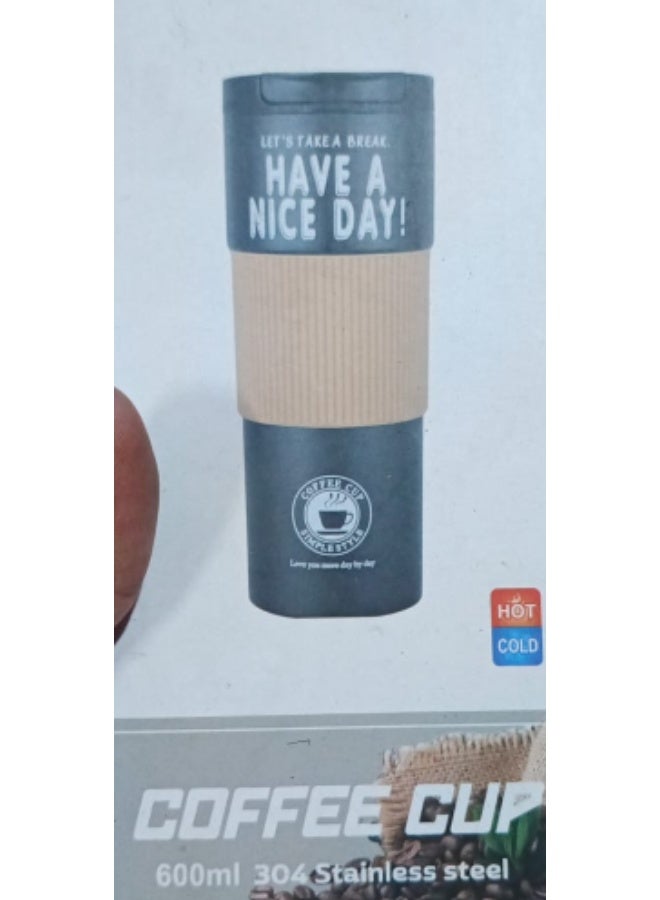 نورميل كوب قهوة سعة 600 مل بطباعة "Have A Nice Day" – كوب سفر معزول من الستانلس ستيل 304 - Image 1