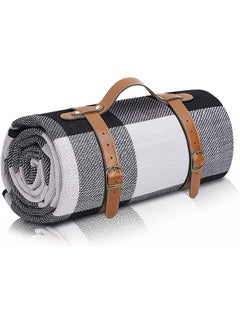 Arabest Picnic Blanket 200 * 200cm Extra Large Waterproof and Foldable, 3-Layer Outdoor Blanket for 6 to 8 Adults,For Camping, Park, Beach, Grass, Indoors (Black and White)  - Image 1