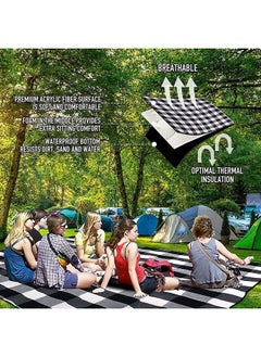 Arabest Picnic Blanket 200 * 200cm Extra Large Waterproof and Foldable, 3-Layer Outdoor Blanket for 6 to 8 Adults,For Camping, Park, Beach, Grass, Indoors (Black and White)  - Image 3