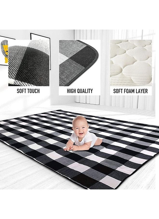 Arabest Picnic Blanket 200 * 200cm Extra Large Waterproof and Foldable, 3-Layer Outdoor Blanket for 6 to 8 Adults,For Camping, Park, Beach, Grass, Indoors (Black and White)  - Image 4