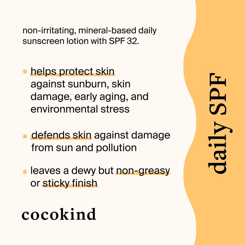 Cocokind Daily SPF, Mineral Face Sunscreen with Zinc Oxide, SPF 32, Reef Safe, Unscented, All Skin Types, Non-Toxic, Cruelty Free, 1.7 fl oz - Image 2