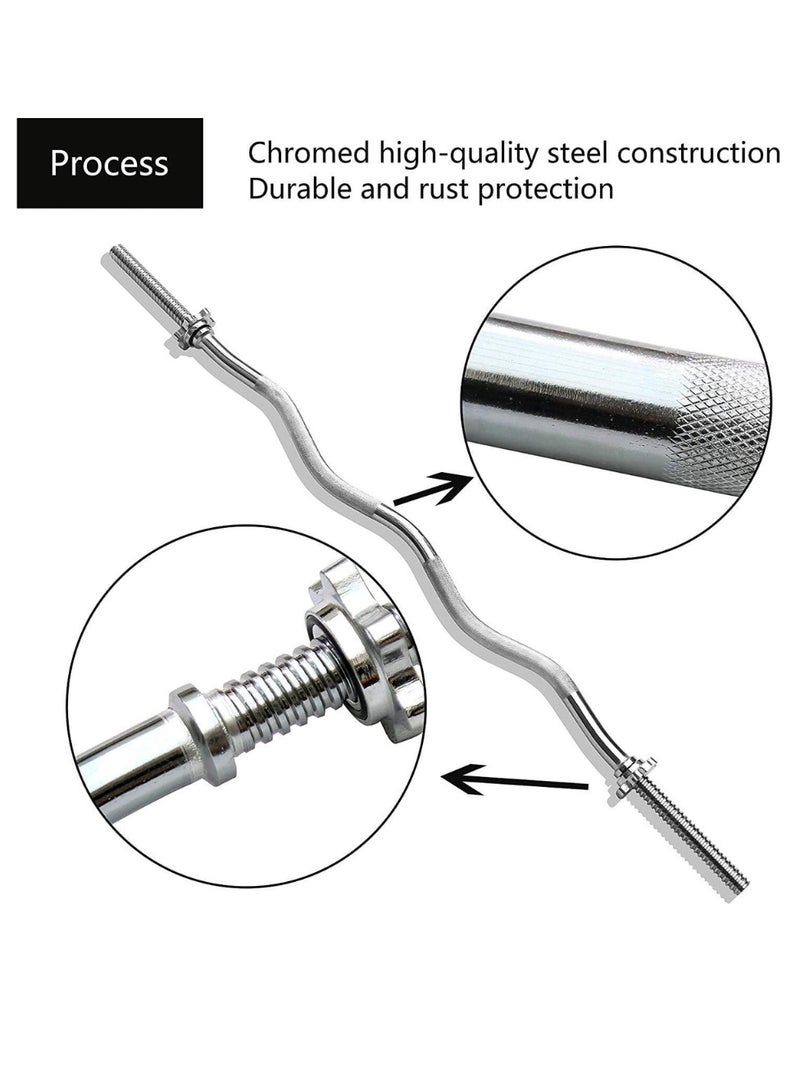 Spall Curl Barbell Bar – 47" Chrome-Plated Steel Curling Bar with Spin-Lock Collars for Biceps, Triceps, and Upper Body Strength Training - Image 3