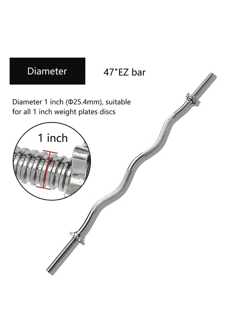 Spall Curl Barbell Bar – 47" Chrome-Plated Steel Curling Bar with Spin-Lock Collars for Biceps, Triceps, and Upper Body Strength Training - Image 5