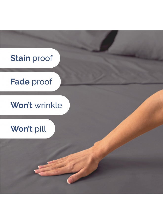 CGK Unlimited - King Size Sheet Set - Breathable & Cooling - Hotel Luxury Bed Sheets - Extra Soft - Deep Pockets - Easy Fit - 4 Piece Set - Wrinkle Free - Comfy - Dark Grey Bed Sheets - Kings Sheets - Fitted Sheets - Image 1