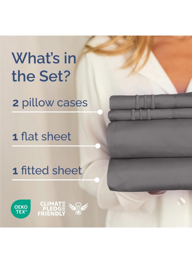 CGK Unlimited - King Size Sheet Set - Breathable & Cooling - Hotel Luxury Bed Sheets - Extra Soft - Deep Pockets - Easy Fit - 4 Piece Set - Wrinkle Free - Comfy - Dark Grey Bed Sheets - Kings Sheets - Fitted Sheets - Image 1
