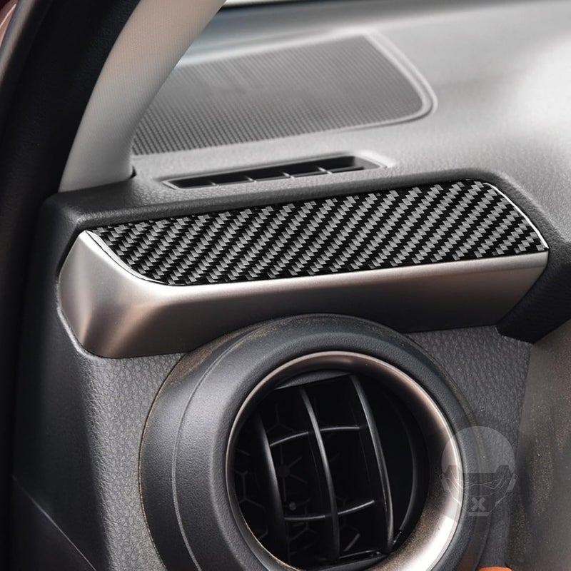 NVCNX Real Premium Carbon Fiber Car Dashboard Warning Light Switch Button Panel Cover Decal Compatible with Toyota RAV4 2013 2014 2015 2016 2017 2018 Interior Dash Trim Accessories 3PCS Black - Image 4