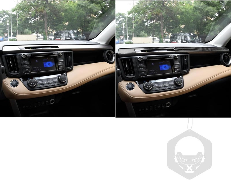 NVCNX Real Premium Carbon Fiber Car Dashboard Warning Light Switch Button Panel Cover Decal Compatible with Toyota RAV4 2013 2014 2015 2016 2017 2018 Interior Dash Trim Accessories 3PCS Black - Image 3