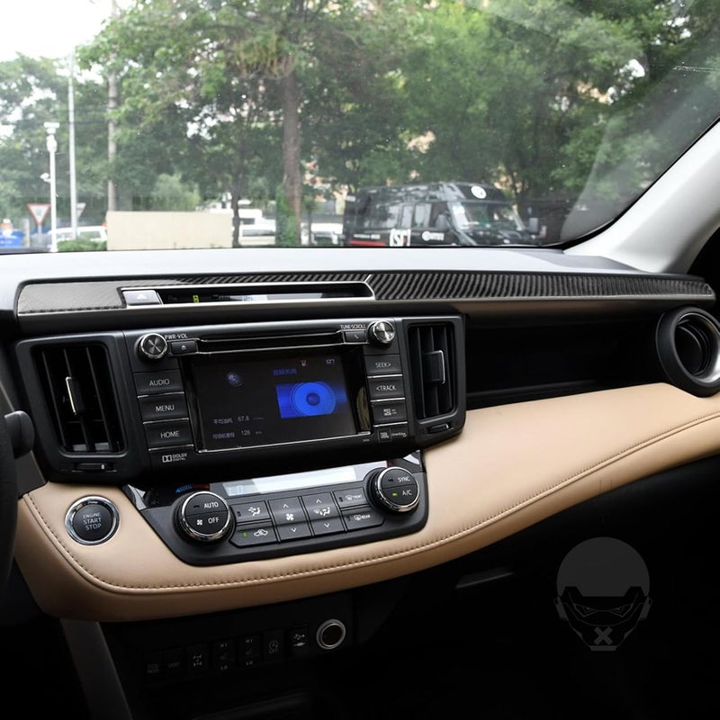 NVCNX Real Premium Carbon Fiber Car Dashboard Warning Light Switch Button Panel Cover Decal Compatible with Toyota RAV4 2013 2014 2015 2016 2017 2018 Interior Dash Trim Accessories 3PCS Black - Image 5