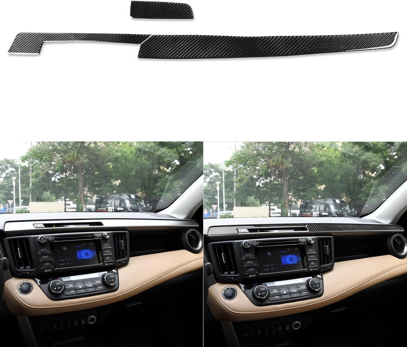 NVCNX Real Premium Carbon Fiber Car Dashboard Warning Light Switch Button Panel Cover Decal Compatible with Toyota RAV4 2013 2014 2015 2016 2017 2018 Interior Dash Trim Accessories 3PCS Black - Image 1