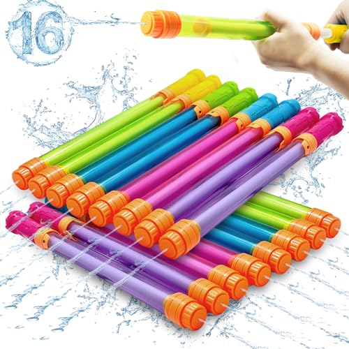 Elovien Water Soaker Blaster 16 Pack Pool Water Guns Bulk 35 ft Range Squirt Guns for Kids Water Squirter Shooter for Summer Outdoor Game Pool Beach Party - Image 1