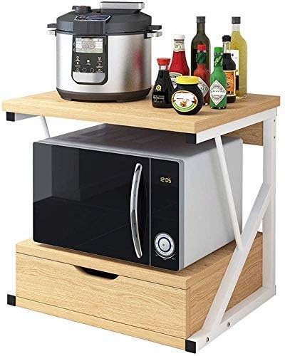 OGFC 36100 Cabinets, Racks & Shelves Wooden Storage Rack 2 Tier Microwave Stand with Drawer and Spice Rack Organizer 3 Colors for Kitchen Bedroom Living Room (Size : 54x30x50cm - Image 2