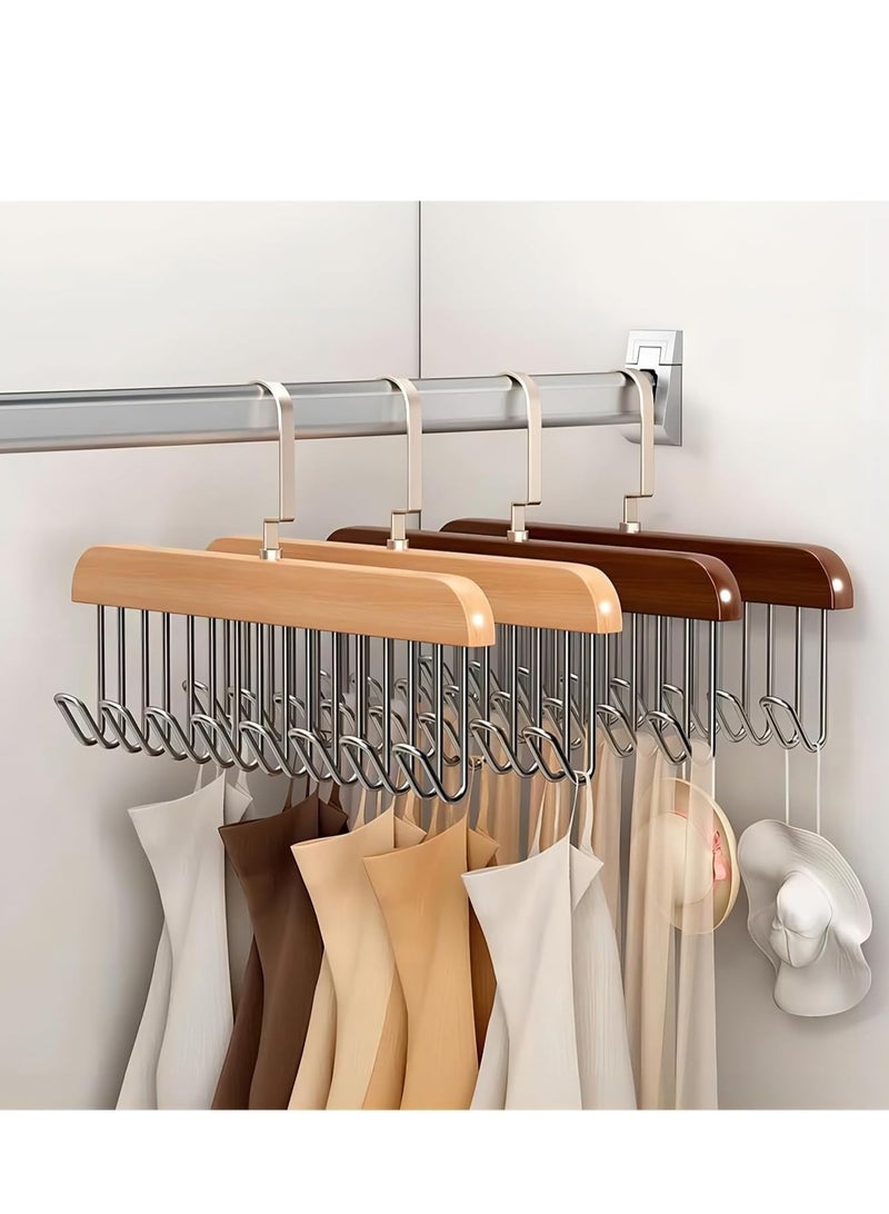 Rightsure Wooden Hanger with 8 Hooks Tie Rack Belt Bra Hanger with 360° Rotating Hook for Ties, Swimsuits, Hats, Scarves Accessories Space Saving Wardrobe Hanger  - Image 2