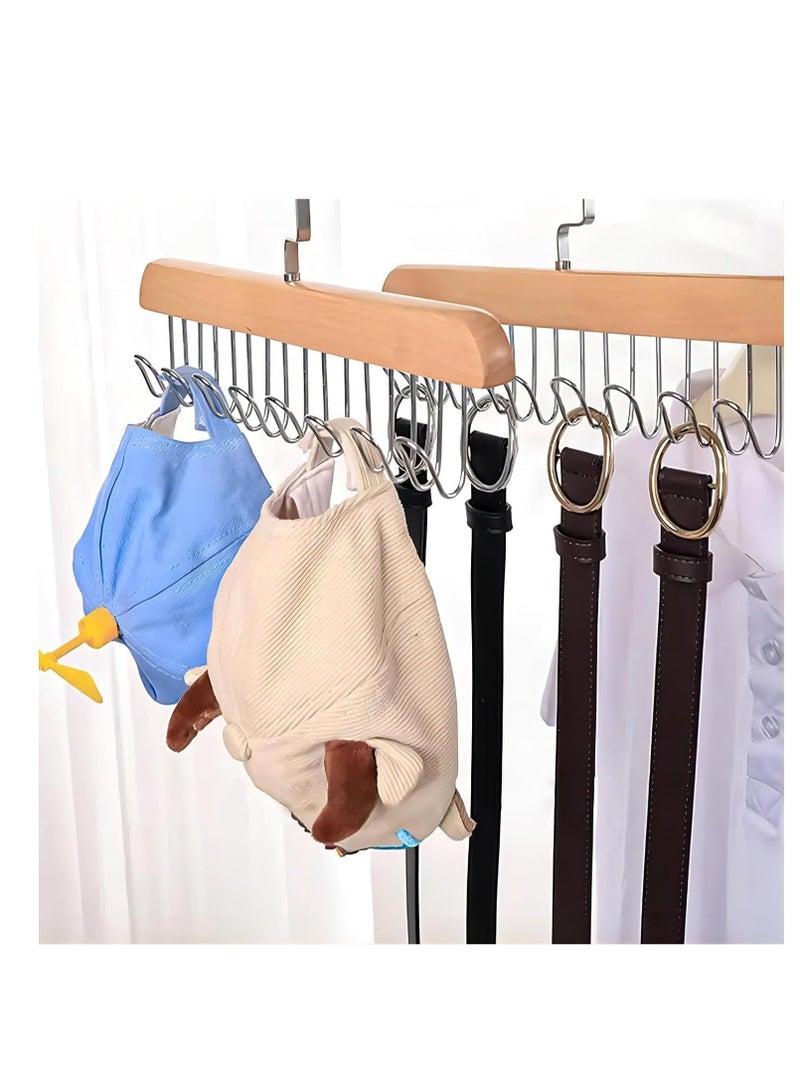 Rightsure Wooden Hanger with 8 Hooks Tie Rack Belt Bra Hanger with 360° Rotating Hook for Ties, Swimsuits, Hats, Scarves Accessories Space Saving Wardrobe Hanger  - Image 5