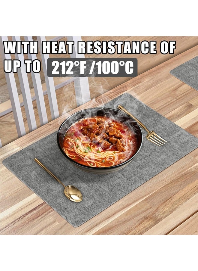 DUNISO 6 Piece Set of Faux Leather Placemats，Including 6 Placemats and 6 Coasters，Stain & Heat Resistant Table Place Mats，Waterproof Table Mats for Dining Table Indoor & Outdoor Use，Black  - Image 3