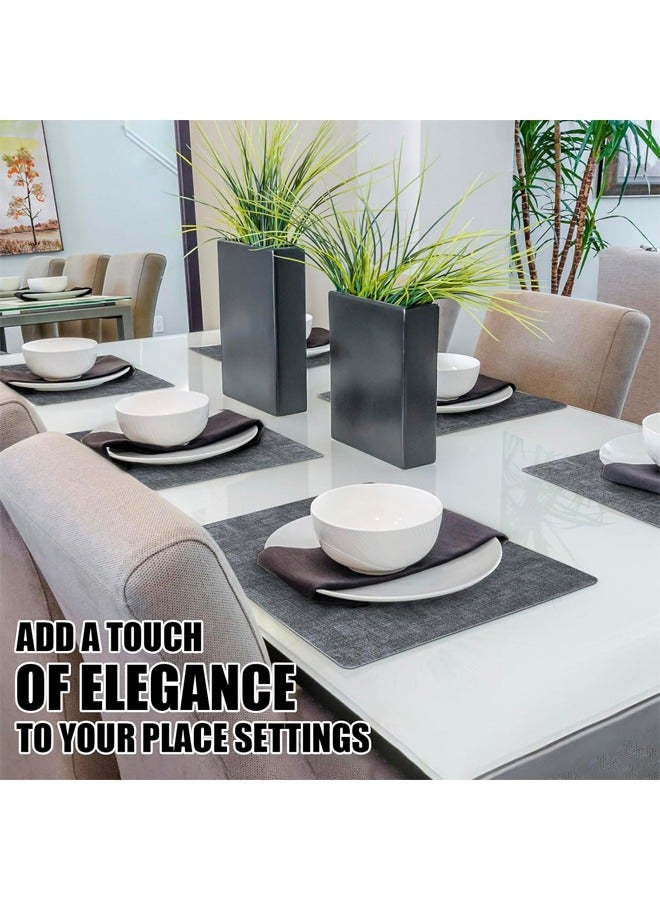 DUNISO 6 Piece Set of Faux Leather Placemats，Including 6 Placemats and 6 Coasters，Stain & Heat Resistant Table Place Mats，Waterproof Table Mats for Dining Table Indoor & Outdoor Use，Black  - Image 2