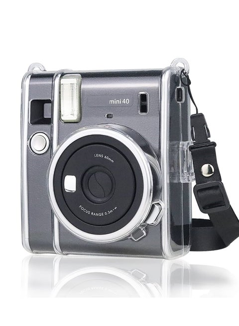 Ransparent Case, Crystal Hard PVC Clear Case with Shoulder Strap, Protective Case Clear Compatible with Fujifilm Instax Mini 40 Instant Camera/Polaroid Mini 40 Camera