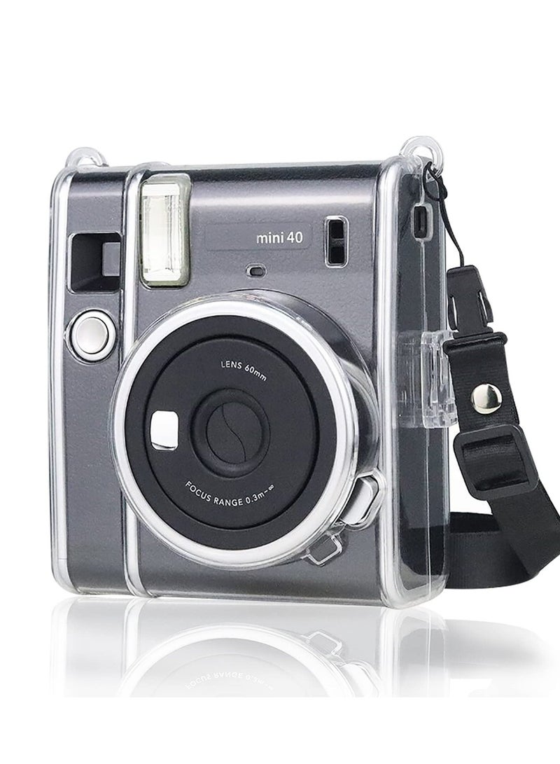 Ransparent Case, Crystal Hard PVC Clear Case with Shoulder Strap, Protective Case Clear Compatible with Fujifilm Instax Mini 40 Instant Camera/Polaroid Mini 40 Camera
