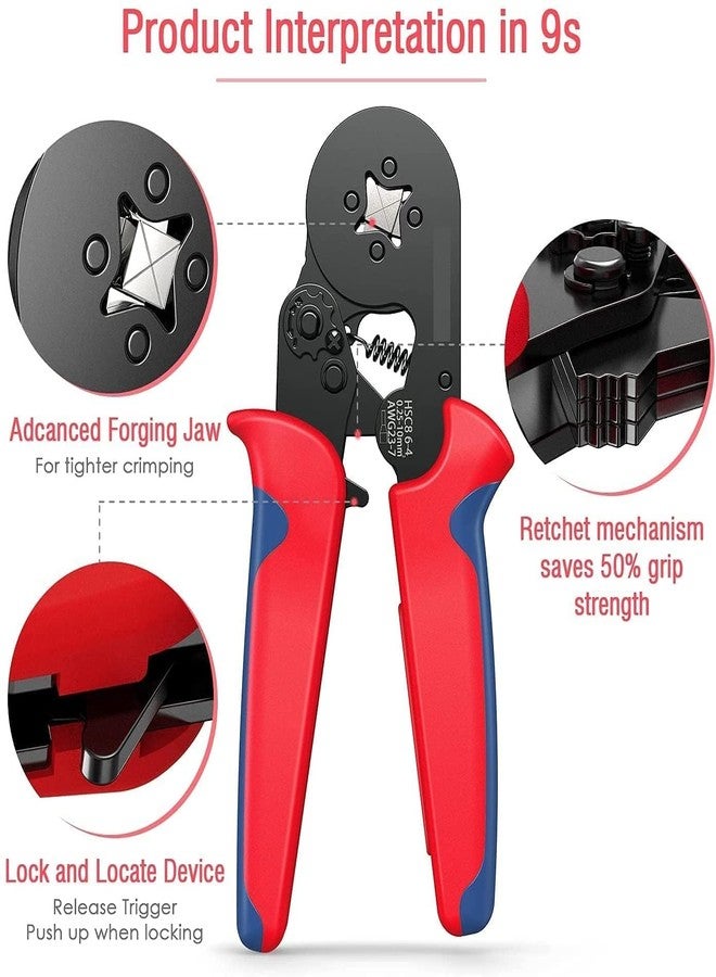 NIRDAMB Crimping Pliers for Wire Self-Adjusting Crimping Tool 0.25-10mm AWG23-7 Ferrule Wire Crimper Plier with Ratcheting Mechanism Ferrule Crimping Tool Plier for Wire and Terminals - (Wire Crimper) - Image 5