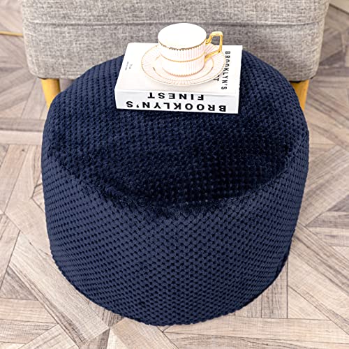 Asuprui أسوپروي بووف عثماني بدون حشو، مقعد للقدم بدون حشو، مقعد للقدم 20x20x12 بوصة، كرسي بووف مبطن، كرسي أرضي مع تخزين لغرفة المعيشة وغرفة النوم، أزرق بحري - Image 3
