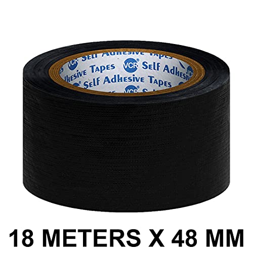 VCR Black Duct Tape - 18 Meters in Length 48mm / 2" Width - 1 Roll Per Pack - Strong Book Binding Tape - Waterproof Heavy Duty Duct Tape - Image 2