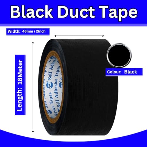 VCR Black Duct Tape - 18 Meters in Length 48mm / 2" Width - 1 Roll Per Pack - Strong Book Binding Tape - Waterproof Heavy Duty Duct Tape - Image 5