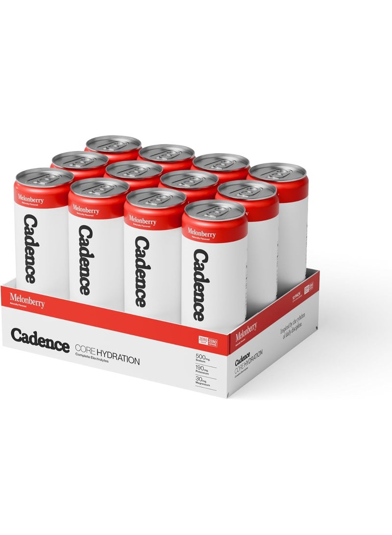 Cadence Core Electrolyte Hydration Drink - Sugar Free, Zero Caffeine - Melonberry , 12 x 330ml Cans - Image 1