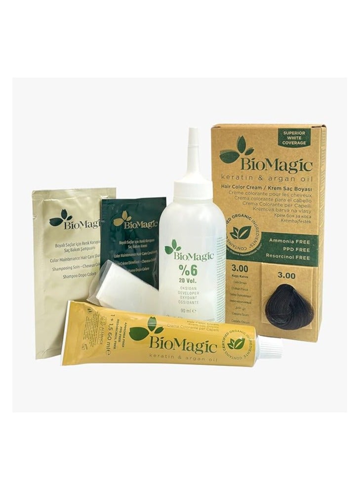 BIOMAGIC Hair Color, 60 Ml - 3/00 Dark Brown - Image 3
