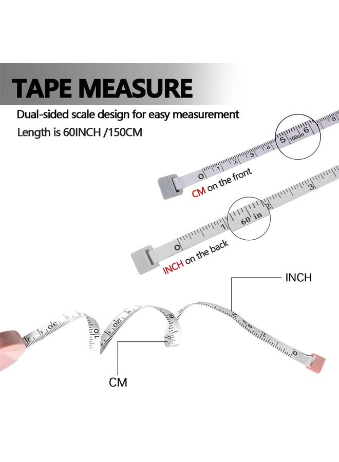 3 Pack Tape Measures Retractable Measuring Tape for Body, 1.5 Meter Dual Sided Flexible Ruler (Macaron Blue, Pink, Green) - Image 2