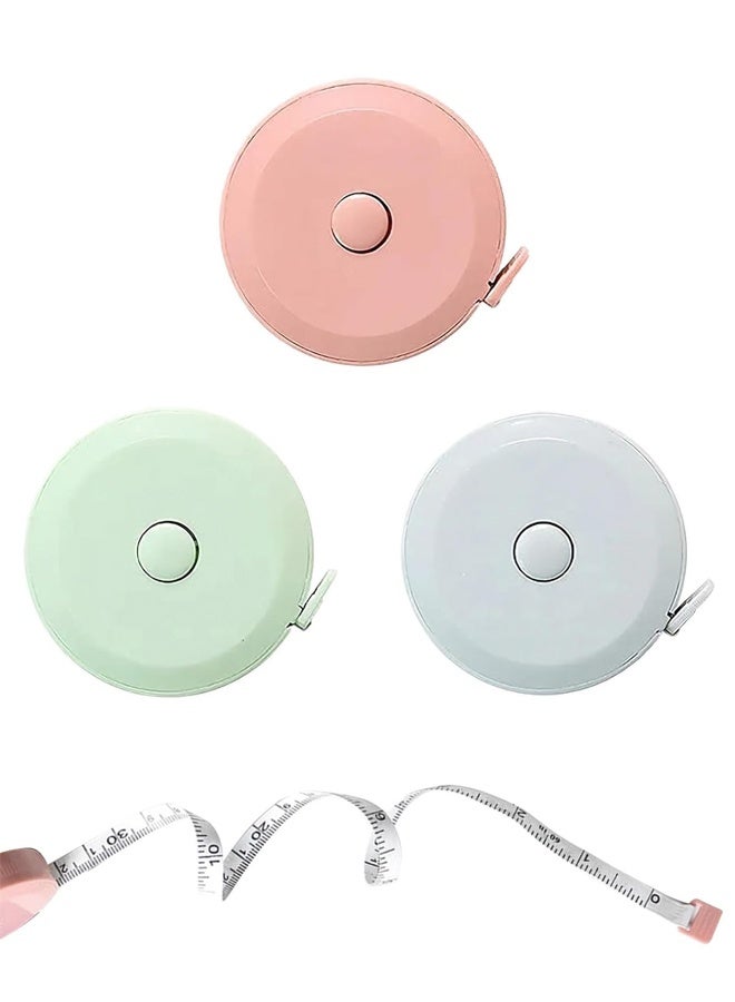 3 Pack Tape Measures Retractable Measuring Tape for Body, 1.5 Meter Dual Sided Flexible Ruler (Macaron Blue, Pink, Green) - Image 1