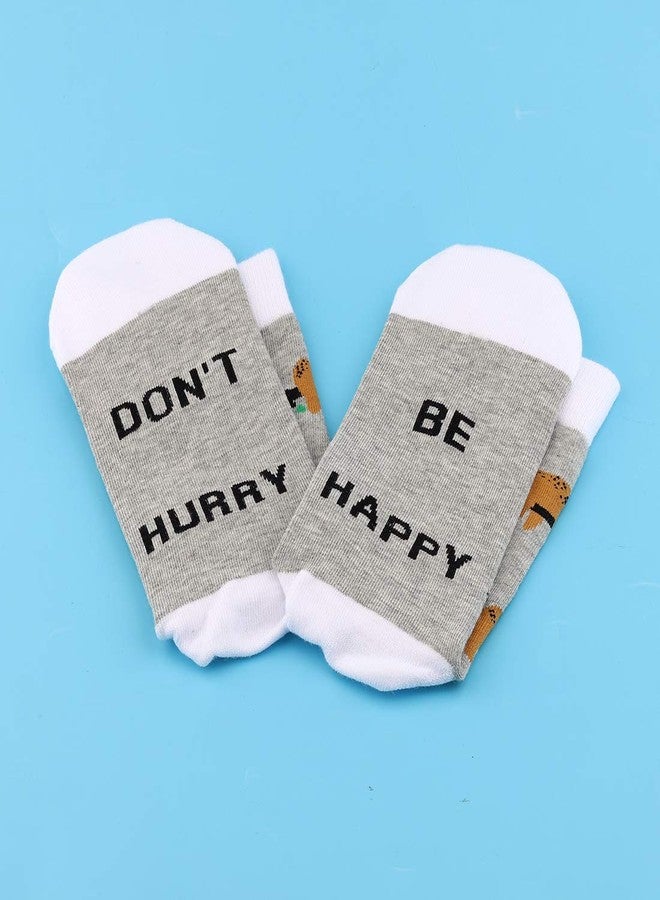 ليفلو جوارب LEVLO بتصميم الكسلان، هدية لمحبي الكسلان، لا تتعجل، كن سعيداً، جوارب قطنية بتصميم الكسلان، هدية صداقة للكسلان للنساء والفتيات (زوجان/مجموعة) - Image 4