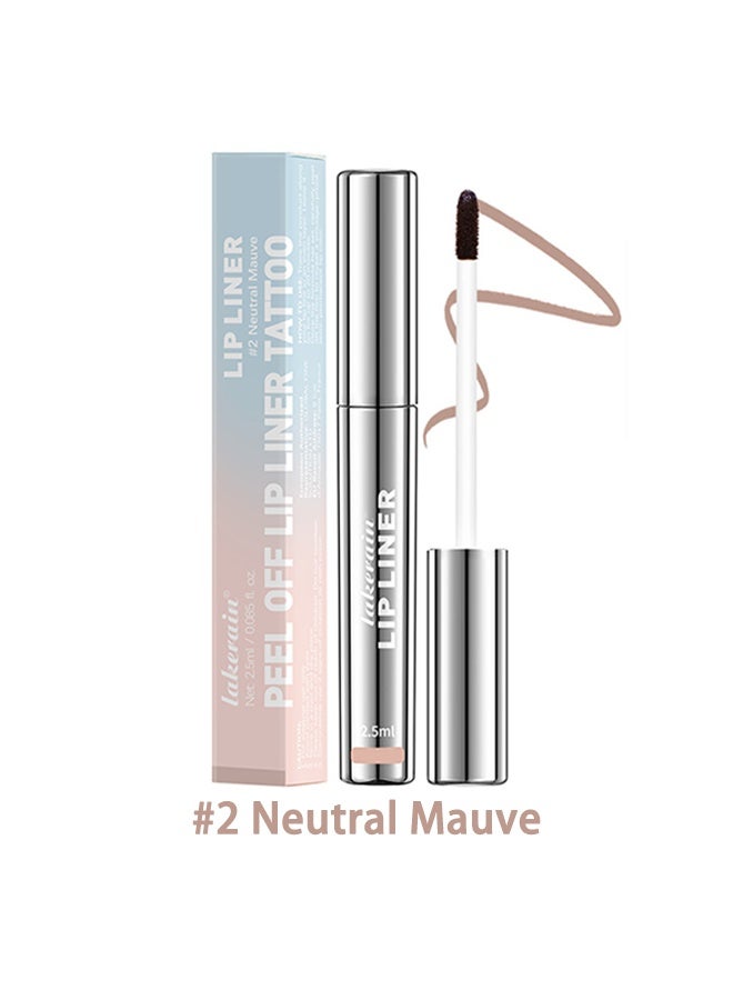 lakerain Peel Off Lip Liner Tattoo，Lip Liner, Peel Off Lip Stain Long Lasting Lip Stain Peel Off Infused with Hyaluronic Acid and Vitamin E Waterproof Long Lasting Highly Pigmented Matte Lip Tint 2 #Neutral Mauve - Image 2
