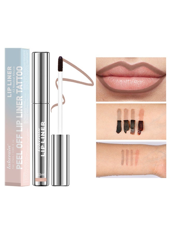 lakerain Peel Off Lip Liner Tattoo，Lip Liner, Peel Off Lip Stain Long Lasting Lip Stain Peel Off Infused with Hyaluronic Acid and Vitamin E Waterproof Long Lasting Highly Pigmented Matte Lip Tint 2 #Neutral Mauve - Image 1