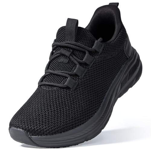 KOLILI Wide Toe Box Walking Shoes Women Hands Free Non Slip Work Shoes Tennis Athletics Gym Sports Sneakers All Black 6 US/37 EU - Image 1