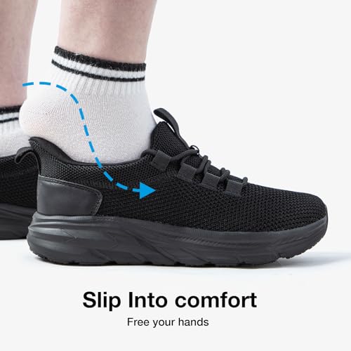 KOLILI Wide Toe Box Walking Shoes Women Hands Free Non Slip Work Shoes Tennis Athletics Gym Sports Sneakers All Black 6 US/37 EU - Image 4