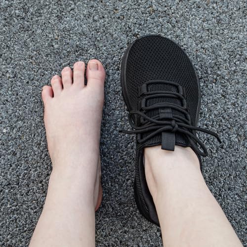 KOLILI Wide Toe Box Walking Shoes Women Hands Free Non Slip Work Shoes Tennis Athletics Gym Sports Sneakers All Black 6 US/37 EU - Image 2