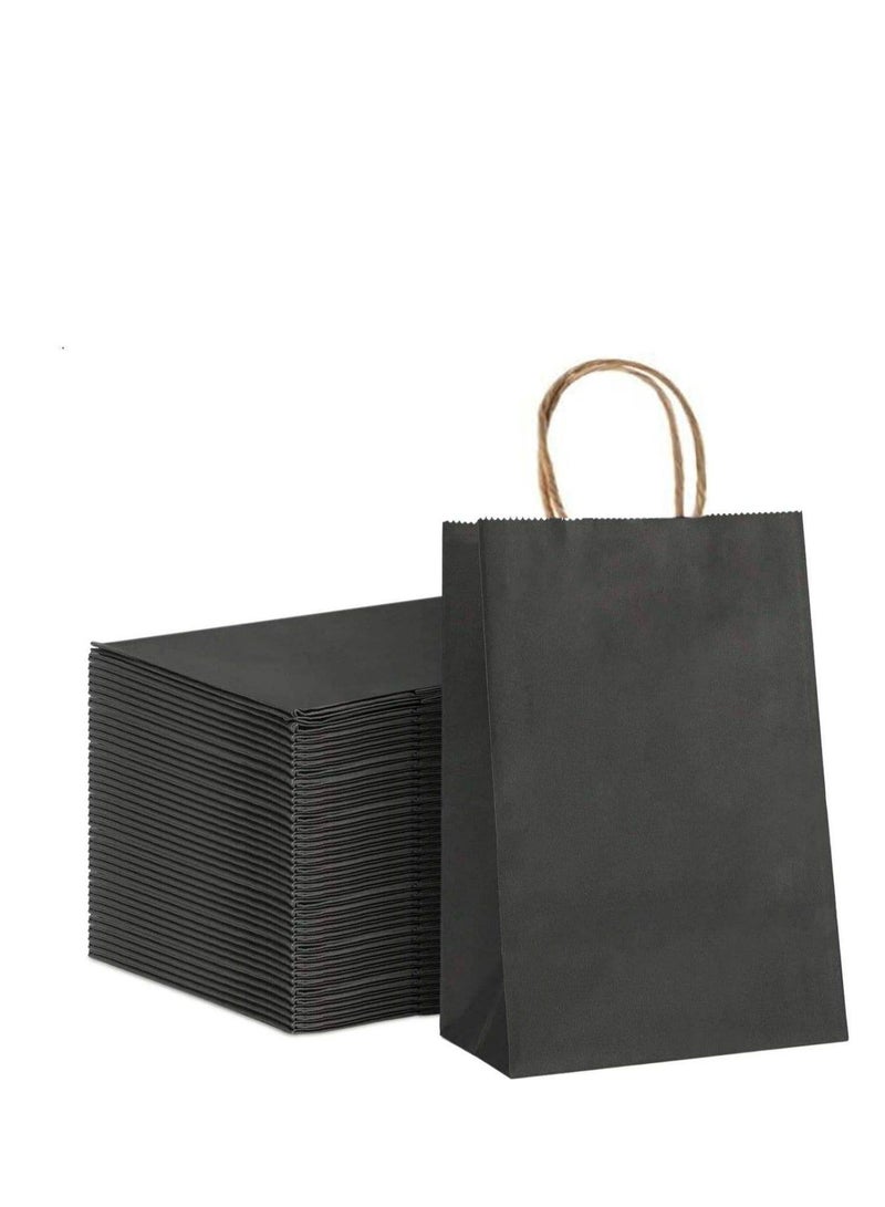 MARKQ Black Paper bags with handles 15 x 11 x 6 cm Small Gift bags for Birthday Party Favors, Weddings, Retail, Shopping, Bridal Shower (24 bags) - Image 1