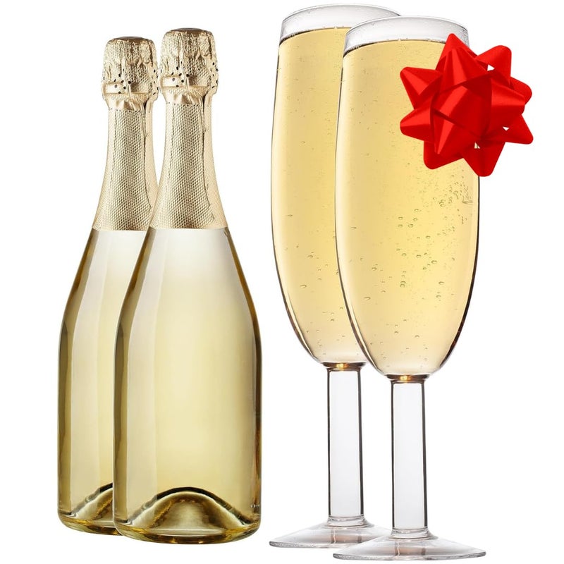 Oversized XL Giant 25oz Champagne Flute 2 pk Holds a Full Bottle of Champ Made of HandBlown Glass NOT Plastic Jumbo Glassware Fun for New Years Eve Parties Bachelorettes Holiday Xmas Gift
