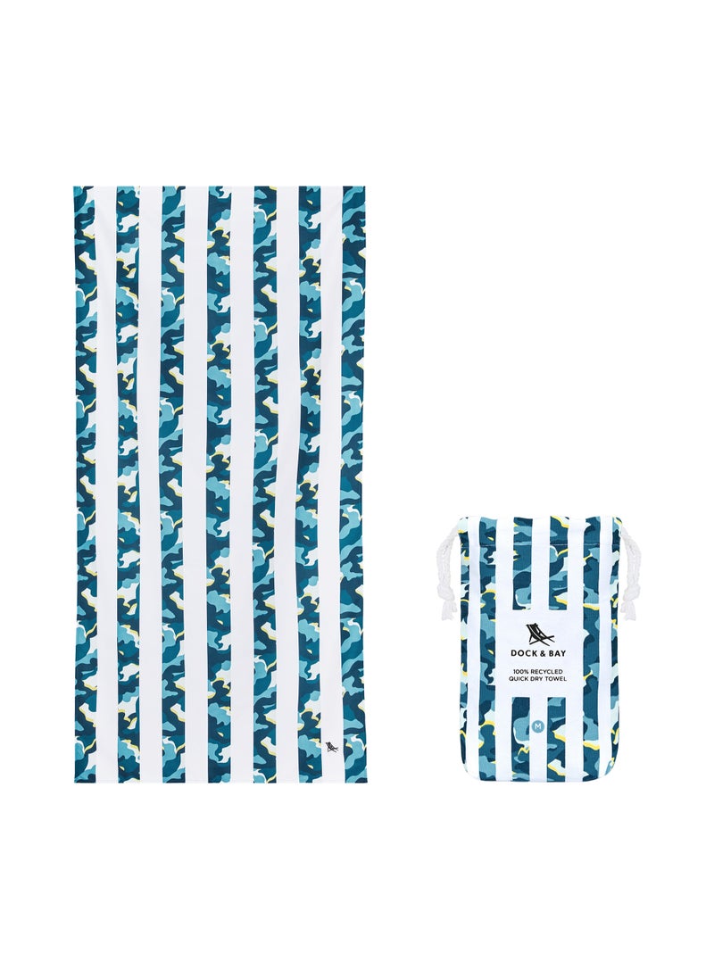 Dock & Bay Dock & Bay Kids Beach Towel, Quick Dry, Sand Free, Compact & Lightweight, 100% Recycled, Medium 130x70cm)  - COOL CAMO  - Image 1