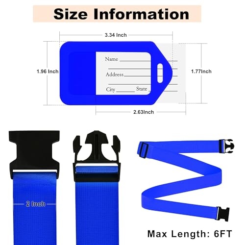 Gostwo 8 Pack Luggage Straps and Tags Set 4 Straps 4 Tags Luggage Straps for Suitcases TSA Approved Suitcase Belt Luggage Tags Blue - Image 3