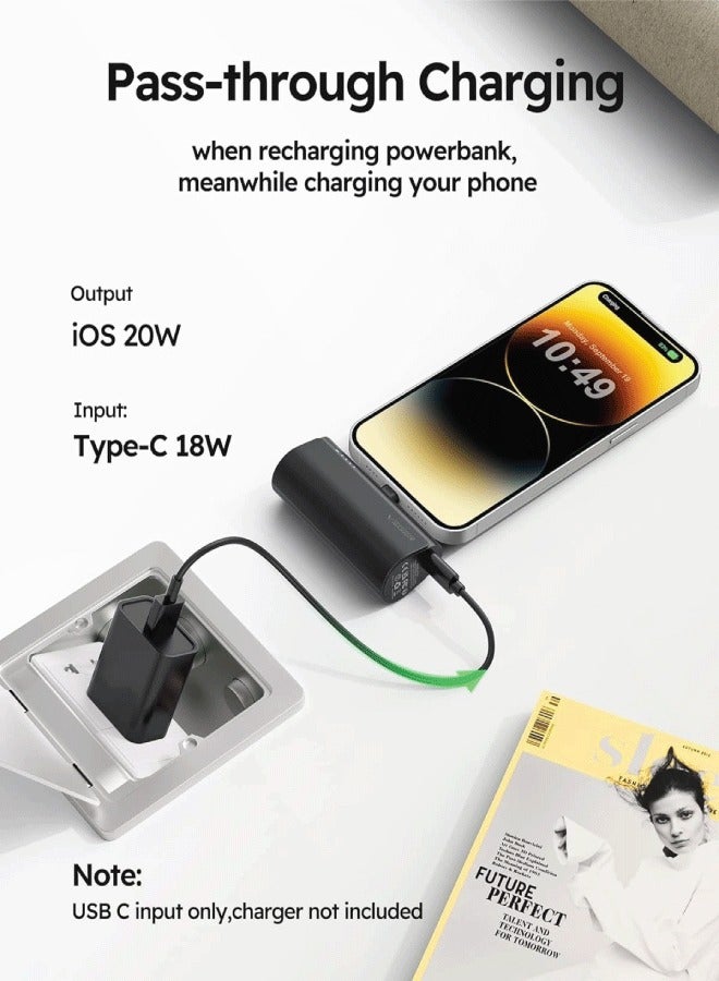 VEGER Portable Mini Powerbank 5000mAh Quick Charge 20W PD Portable Charger Plug-in-Use Powerbank Compatible for iPhone - Image 2