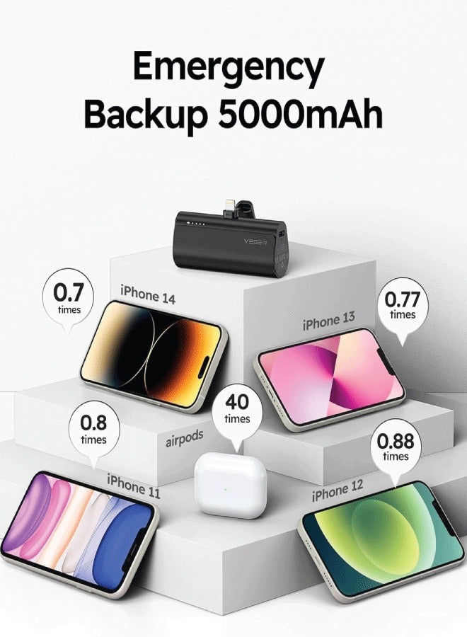 VEGER Portable Mini Powerbank 5000mAh Quick Charge 20W PD Portable Charger Plug-in-Use Powerbank Compatible for iPhone - Image 5