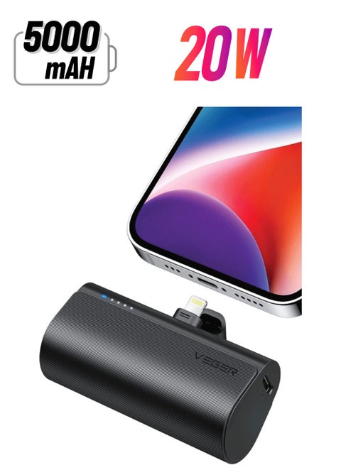 VEGER Portable Mini Powerbank 5000mAh Quick Charge 20W PD Portable Charger Plug-in-Use Powerbank Compatible for iPhone