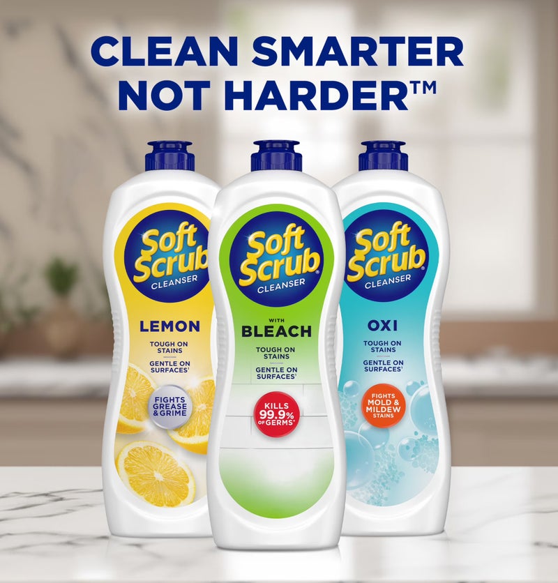 Soft Scrub Cleanser with Bleach 24oz – Multi Surface Stain Remover & Disinfectant, Kills 99.9% Germs, Kitchen & Bathroom Cream Cleaner for Deep Cleaning, Whitening & Long Lasting Shine - Image 4