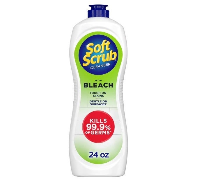 Soft Scrub Cleanser with Bleach 24oz – Multi Surface Stain Remover & Disinfectant, Kills 99.9% Germs, Kitchen & Bathroom Cream Cleaner for Deep Cleaning, Whitening & Long Lasting Shine