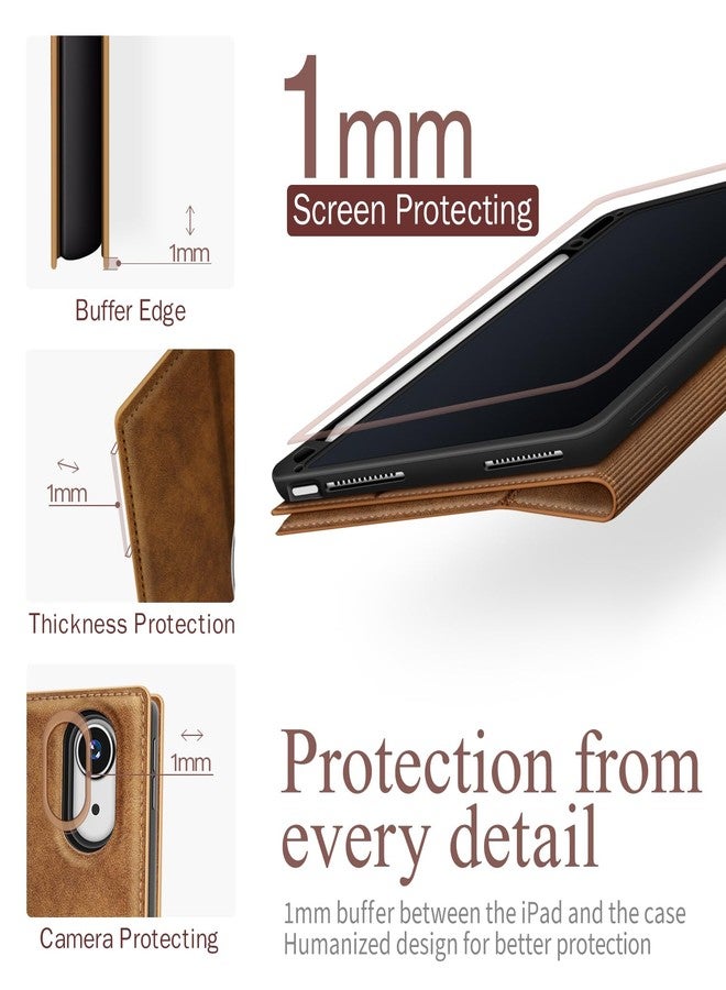 Antbox Case for iPad Air 13 Inch Case M3 (2025) / M2 (2024) with Pen Holder Pencil Holder Car Sleep/Wake Function PU Leather Case Protective Cover (Brown) - Image 5