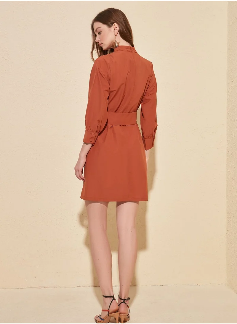 trendyol High Neck Front Slit Dress
