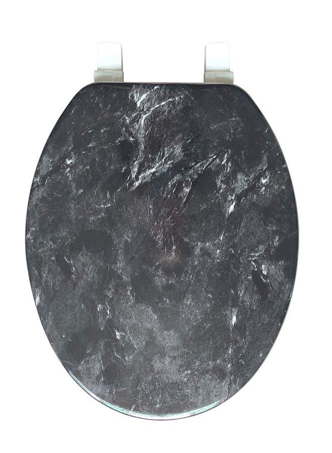 J&V Textiles Round Toilet Seat With Easy Clean & Change Hinge (Black)* - Image 2