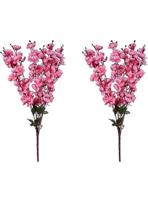 Cherry Peach Blossom Orchid Flower Bunch (Pink, 20 Inch/50cm, Vase not Included) - Set of 2