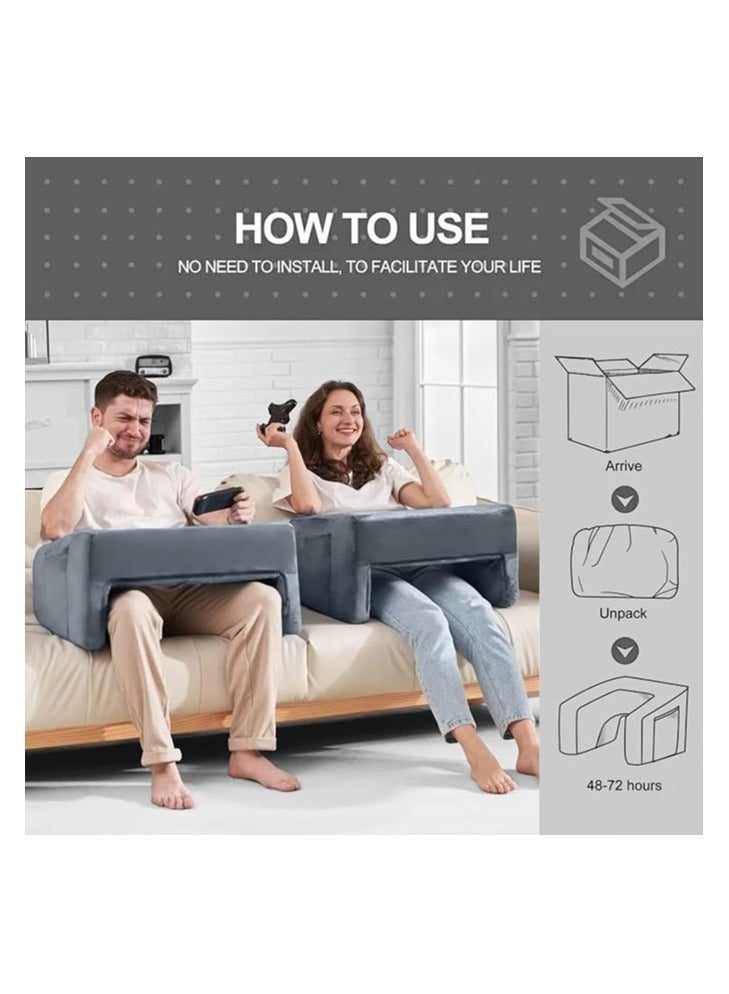 بلش وسادة القراءة القطيفة للألعاب وسادة مكتب لينة اللفة لأجهزة الكمبيوتر المحمول حضن كبيرة وسادة مع جيب حامل أكواب في نهاية المطاف الراحة مكتب الكمبيوتر المحمول للسرير أريكة سيارة متعددة الاستخدامات وسائد القراءة الكبار رمادي - Image 5